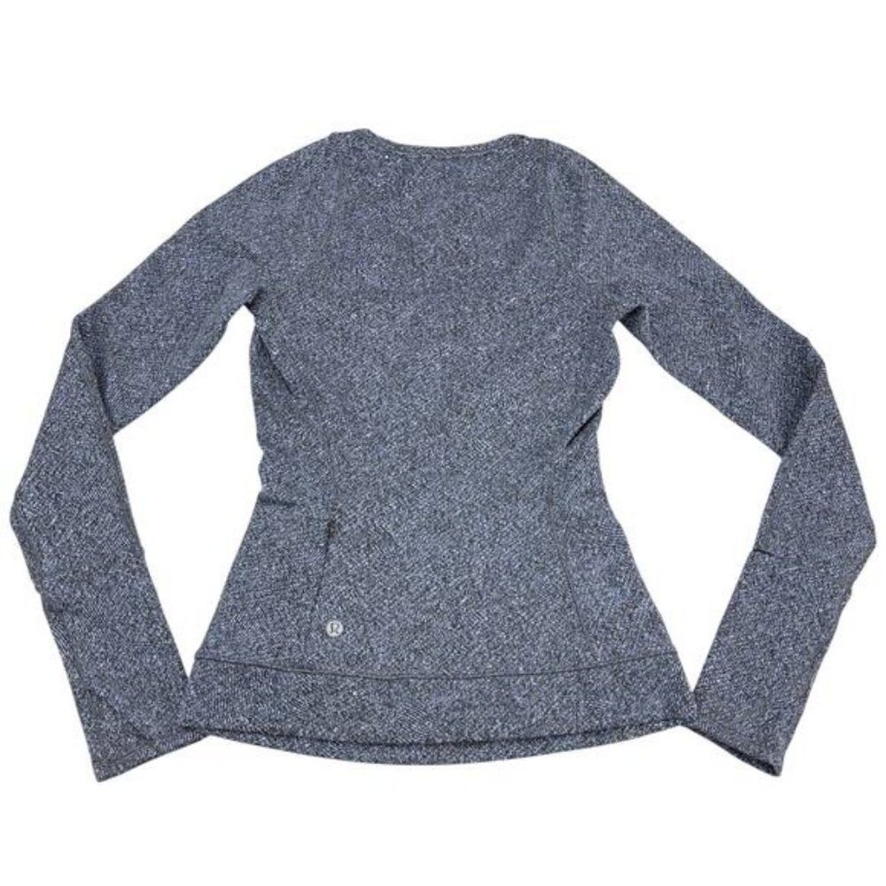 Lululemon Cypress Kiss Long Sleeve Fusion Jacquard Black Violet Viola Size 4 - Picture 3 of 5